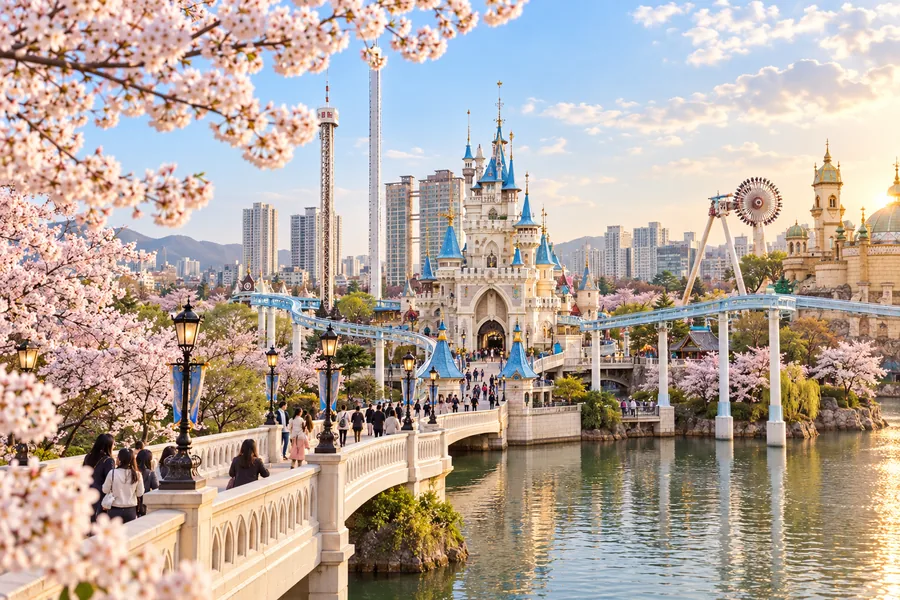 Magic Castle and outdoor attractions on Magic Island